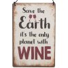 Clayre & Eef 6Y5695 Cartello di testo Salva la Terra Vino 10x15cm Ferro Beige Rosso