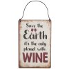 Clayre & Eef 6Y5695 Cartello di testo Salva la Terra Vino 10x15cm Ferro Beige Rosso