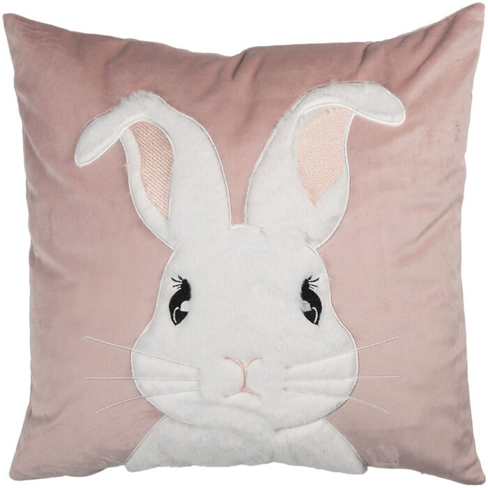 Clayre & Eef copricuscino coniglietto rosa bianco 45x45 cm poliestere stile country