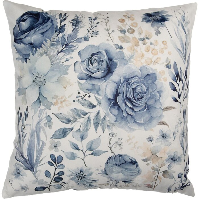 Clayre & Eef KT021.400 Copricuscino Bianco Blu 45x45 cm Design Floreale