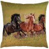 Clayre & Eef KT021.418 Copricuscino 45x45 cm Cavalli selvaggi Verde naturale Marrone