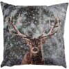 Copri cuscino Clayre & Eef 45x45 cm motivo cervo grigio marrone stile country
