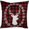 Copri cuscino Clayre & Eef 45x45 cm rosso bianco motivo cervo stile country