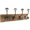 Clayre & Eef 6H2393 Appendiabiti da parete Legno Ferro Marrone Antico 45x11x18 cm