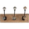 Clayre & Eef 6H2394 Appendiabiti da parete 3 ganci stile antico marrone 31x10x16 cm
