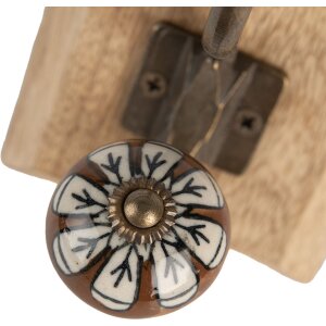 Clayre & Eef 6H2395 Gancio da parete in legno e metallo marrone 10x11x18 cm Stile antico