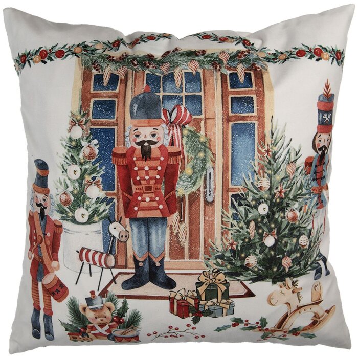 Clayre & Eef KT021.403 Copricuscino 45x45 cm Bianco Rosso Verde Country Christmas