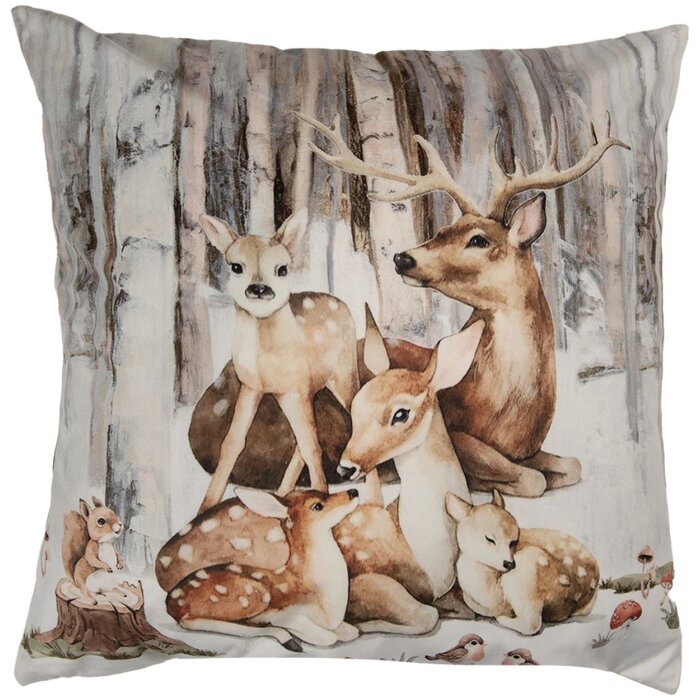 Clayre & Eef KT021.404 copricuscino 45x45cm cervo foresta animali stile country