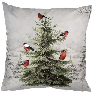 Clayre & Eef KT021.407 Copricuscino 45x45 cm Bianco Verde Stile Country Motivo Inverno