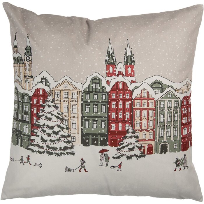 Clayre & Eef KT021.409 Copricuscino motivo invernale beige 45x45 cm