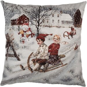 Clayre & Eef KT021.410 Copricuscino grigio rosso 45x45 cm design casa di campagna invernale