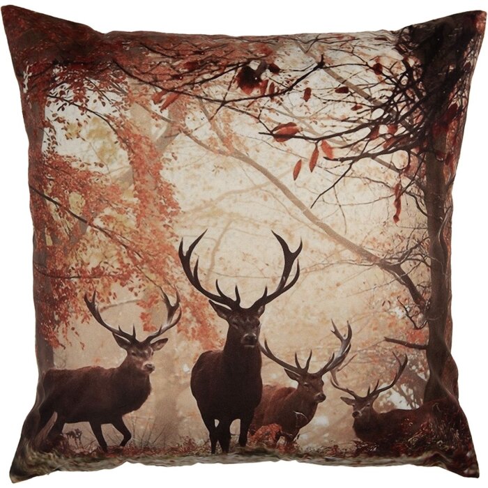 Clayre & Eef KT021.414 Copricuscino 45x45 cm Marrone Arancione Motivo cervo