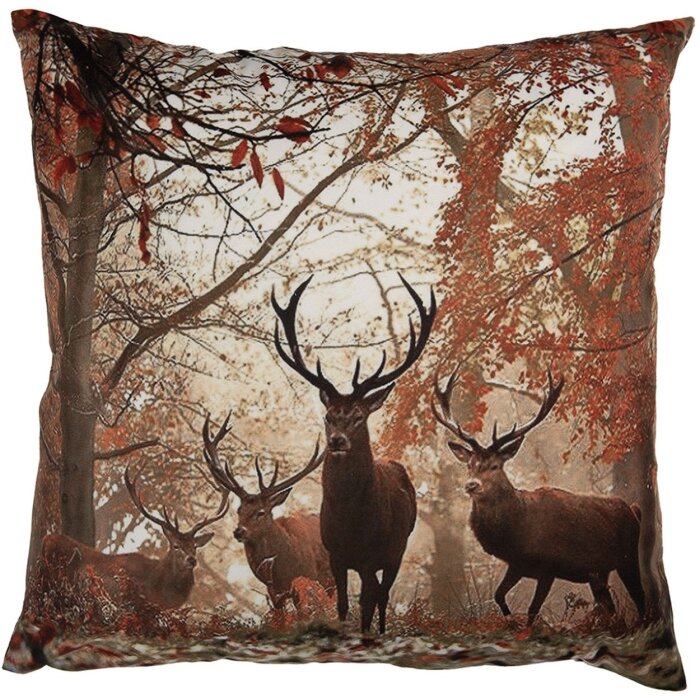 Copri cuscino Clayre & Eef motivo cervo marrone arancione 45x45 cm stile country