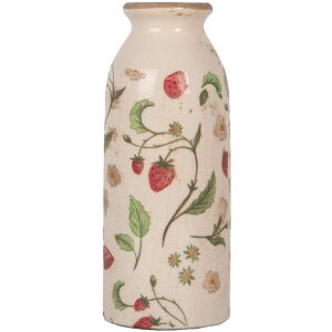 Clayre & Eef 6CE2021 Vaso Beige Rosso Ø8x20cm Ceramica Stile Country