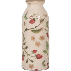 Clayre & Eef 6CE2021 Vaso Beige Rosso Ø8x20cm Ceramica Stile Country