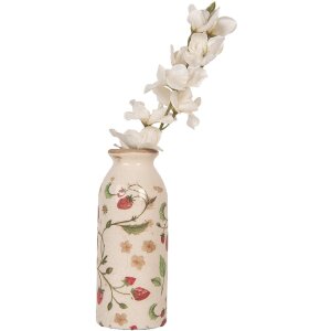 Clayre & Eef 6CE2021 Vaso Beige Rosso Ø8x20cm Ceramica Stile Country