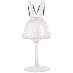 Clayre & Eef 6GL4929 Campana di vetro a forma di coniglietto Ø 12x29 cm Decorazione trasparente