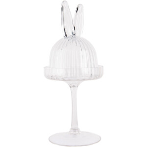 Clayre & Eef 6GL4929 Campana di vetro a forma di coniglietto Ø 12x29 cm Decorazione trasparente