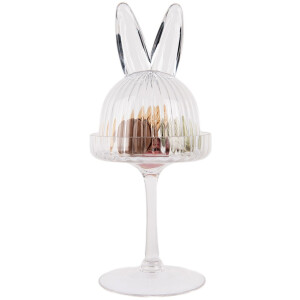 Clayre & Eef 6GL4929 Campana di vetro a forma di coniglietto Ø 12x29 cm Decorazione trasparente