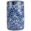 Clayre & Eef 6CE2139 Vaso decorativo con coperchio blu e bianco Ø 9x14 cm