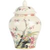 Clayre & Eef 6CE2141 Vaso decorativo con coperchio in ceramica beige rosa Ø 12x18 cm