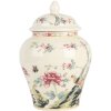 Clayre & Eef 6CE2141 Vaso decorativo con coperchio in ceramica beige rosa Ø 12x18 cm