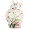Clayre & Eef 6CE2141 Vaso decorativo con coperchio in ceramica beige rosa Ø 12x18 cm