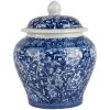 Clayre & Eef 6CE2142 Vaso decorativo con coperchio Blu Bianco Ø 9x12 cm
