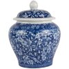 Clayre & Eef 6CE2142 Vaso decorativo con coperchio Blu Bianco Ø 9x12 cm