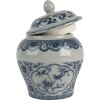 Clayre & Eef 6CE2143 Vaso da decorazione con coperchio in ceramica grigio blu Ø 9x13 cm