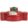 Clayre & Eef 6CE2148 Vaso con coperchio in ceramica rossa 14x10x8 cm stile country