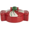 Clayre & Eef 6CE2148 Vaso con coperchio in ceramica rossa 14x10x8 cm stile country