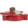 Clayre & Eef 6CE2148 Vaso con coperchio in ceramica rossa 14x10x8 cm stile country