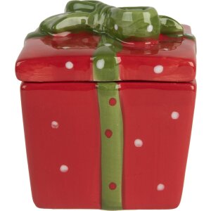 Clayre & Eef 6CE2149 Pentola con coperchio Rosso Verde 9x9x11 cm Stile Country