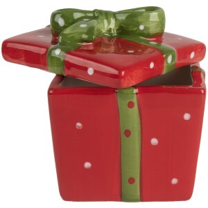 Clayre & Eef 6CE2149 Pentola con coperchio Rosso Verde 9x9x11 cm Stile Country
