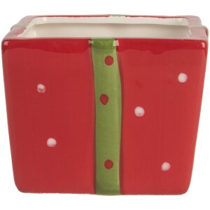 Clayre & Eef 6CE2149 Pentola con coperchio Rosso Verde 9x9x11 cm Stile Country