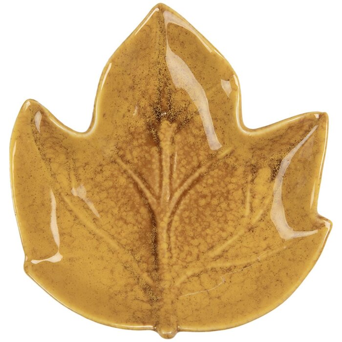 Clayre & Eef 6CE2151 Ciotola Foglia Design Botanico Giallo 14x13x2 cm Ceramica