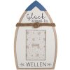 Cornice per foto Clayre & Eef "Glück kommt in Wellen" Bianco Blu 20x32 cm
