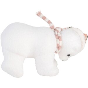 Clayre & Eef 66120 Decorazione Orsetto Polare Bianco Rosa 11x11x18 cm