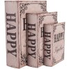 Clayre & Eef 66255 Set di 3 scatole portaoggetti in stile retrò vintage in legno beige marrone