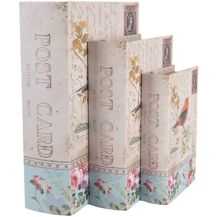 Clayre & Eef 66257 Set di 3 scatole portaoggetti dal design antico Beige Vintage