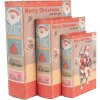 Set di scatole portaoggetti Clayre & Eef design libro Natale 3 pezzi legno