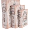 Clayre & Eef Scatole di stoccaggio Paris Set di 3 libri vintage beige blu