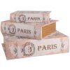 Clayre & Eef Scatole di stoccaggio Paris Set di 3 libri vintage beige blu