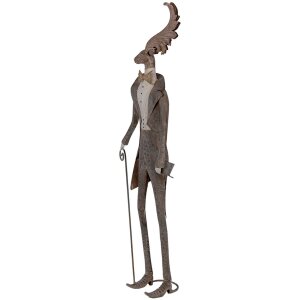Decorazione Renna in Stile Rustico Clayre & Eef Marrone e Grigio 84 cm