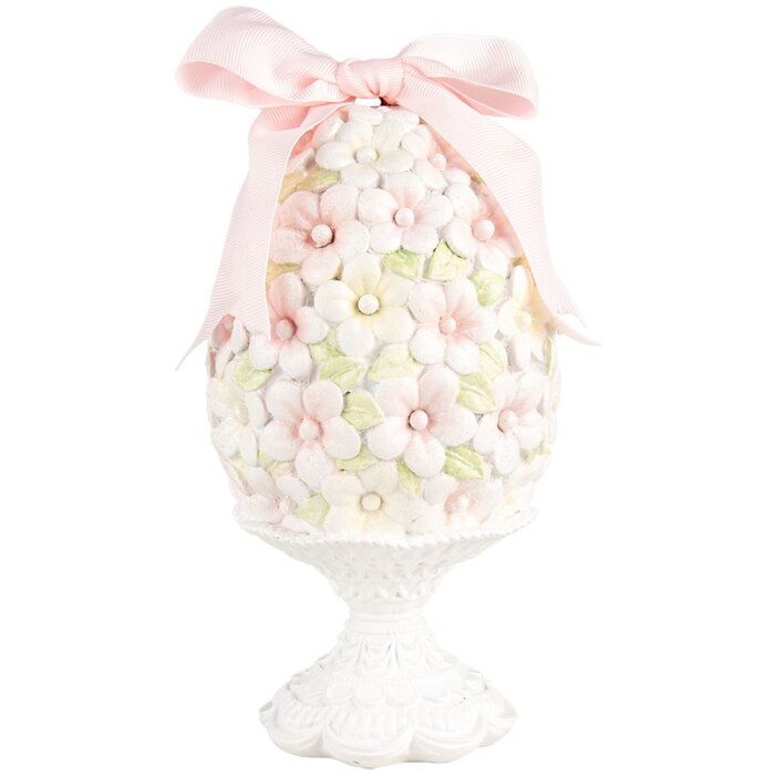 Clayre & Eef 6PR5145 Decorazione Uovo Ø 10x20 cm Rosa Bianco Verde Romantico