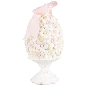 Clayre & Eef 6PR5145 Decorazione Uovo Ø 10x20 cm Rosa Bianco Verde Romantico