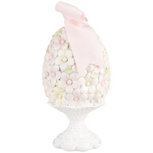 Clayre & Eef 6PR5145 Decorazione Uovo Ø 10x20 cm Rosa Bianco Verde Romantico