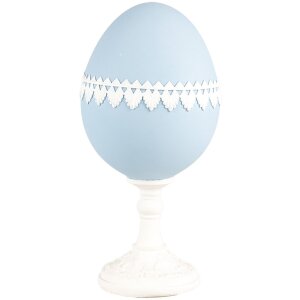 Clayre & Eef 6PR5146 Decorazione Uovo Blu Bianco 11x9x21 cm Stile Retro Vintage