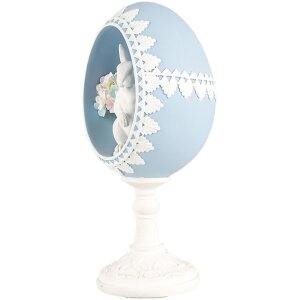 Clayre & Eef 6PR5146 Decorazione Uovo Blu Bianco 11x9x21 cm Stile Retro Vintage